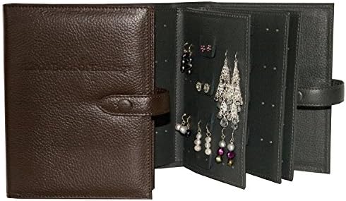 Large Size - Little Book of Earrings - A Small Book for Keeping Your Earrings Safe! (Brown Leather)