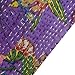 India Purple Kantha Quilt King Size Reversible Bedspread Handmade Cotton Floral Bedsheet Home Décor 106
