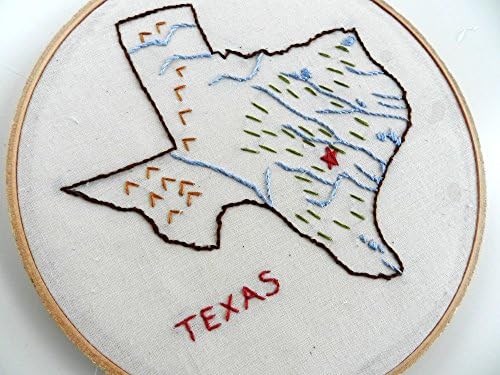 Texas State Map Art. Hand Embroidery. Hoop Wall Art. State Outline Map. Map Decor. Teacher Gift. Graduation Gift. Home State. Texas Art.