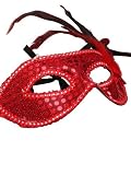 (RED)Ventetian Masquerade Feather Face Mask for Parties and Balls
