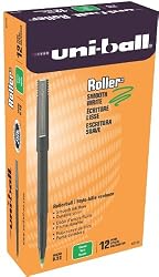 uni-ball Stick Micro Point Roller Ball Pens, 12 Green Ink Pens(60154)