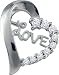 10K White Gold .25CT Diamond Heart Pendant-Featuring Lovely Golden LOVE Letters