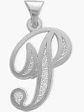Sterling Silver Fancy Initial P Pendant with Chain