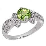 0.45ct Genuine Natural Peridot Gemstone and Diamond 10k White Gold Ring