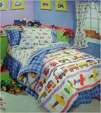 Olive Kids Trains, Planes & Trucks White Version Full Comforter