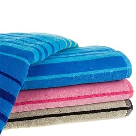 Set of Two Honolulu Stripe Beach Towels, Brown by SmartBargains