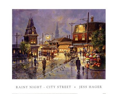 Rainy Night-City Street Finest LAMINATED Print Jess Hager 20x16