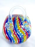 Murano Design Glass Rainbow Spiral art Purse Sculpture PW-051