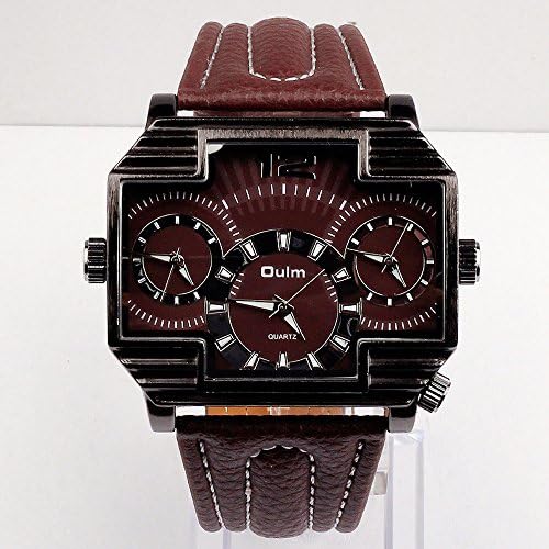 Aselling 2014 NEW Men's Fashion Stylish Style Oversize Three Time Zones GMT 3 Dials Analog Wrist Watch Leatherette Band