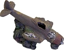BLUE RIBBON PET PRODUCTS 030157015848 Exotic Environments Sunken WWII plane with Cave Brown
