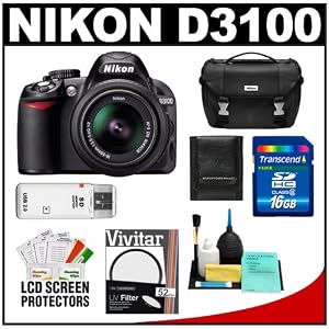 Nikon D3100 Digital SLR Camera & 18-55mm VR Lens with 16GB Card + Filter + Case + Accessory Kit Nikon D3100 Digital SLR Camera & 18-55mm VR Lens with 16GB Card + Filter + Case + Accessory Kit