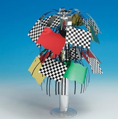 Club Pack of 12 Multi-Colored Race Day Mini Foil Party Centerpieces 10.5"