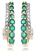 14k Yellow Gold Diamond and Emerald J Hoop Earrings