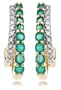 14k Yellow Gold Emerald and Diamond J-Hoop Earrings