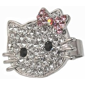 Buy BIG BLING KITTY Pink Flower Crystal Adjustable Ring - 1 Diameter Gift Boxed by Kitty Collection