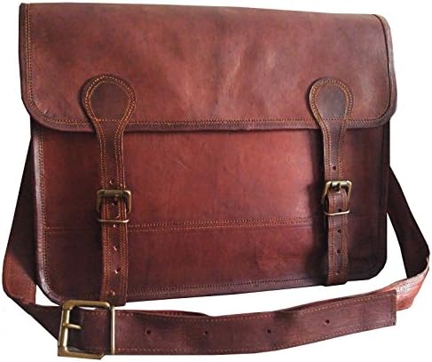 True Leather Briefcase Messenger Bag Laptop Satchel Vintage Look
