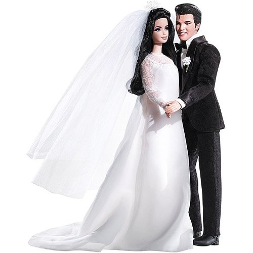 Elvis & Priscilla Presley Barbie Doll Collector Gift Set !
