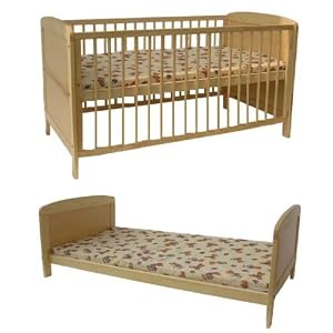 Kidsmax 2 in 1 Kinderbett umbaubar zum  Jugendbett 140x70 klar lackiert