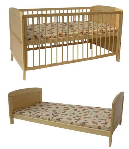 Kidsmax 2 in 1 Kinderbett umbaubar zum  Jugendbett 140x70 klar lackiert