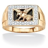 Men's Diamond & Onyx 10k Gold Eagle Ring