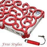 Luxury Red Chrome Electroplating Hollow Pattern PC Hard Back Case Cover for iPhone 4G 4S