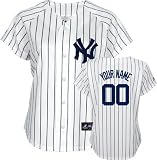 MLB Women's New York Yankees Replica Jersey Personalized (White/Navy Pinstripe, X-Large)