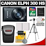 Canon PowerShot 300 HS Digital Elph Camera (Black) with 8GB Card + (2) NB-4 ....