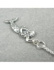 Mermaid Sterling Silver Sculptural Charm Necklace Nautical Ocean Pendant Jewelry