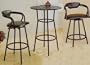 3pc R Style Black Finish Metal Bar Table & 2 Stool Set