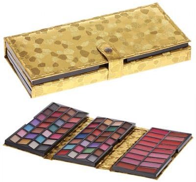 2011 New Make-up Palette with 56 Colors Eye Shadows and 18 Colors Blushes Golden Leather Purse