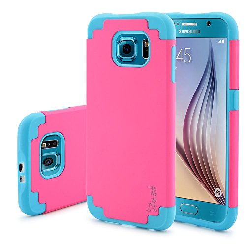 S6 Case, Tauri [Dual Layer] Samsung Galaxy S6 [Slim Thin] Hybrid Armor Defender Case Cover For Samsung Galaxy S6 - Hot Pink