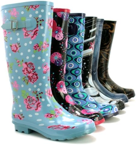 NEW LADIES FESTIVAL WELLIES WELLINGTONS BOOTS, SIZE US 5-10