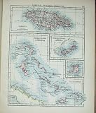 JOHNSTON WORLD MAPS 1895 JAMAICA BAHAMAS TRINIDAD CUBA