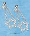 Sterling Silver Cz Star Hung On Mini Rolo Chain Dangle Post Earrings
