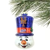 New York Mets Top Hat Snowman Blown Glass Ornament