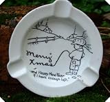 Review Staffordshire  / c1940s Comic Risque Hand Painted Ashtray Merry Xmas