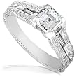 1 1/3ctw Asscher Cut Diamond Ring in 14k White Gold (HI/SI)