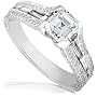 1 1/3ctw Asscher Cut Diamond Ring in 14k White Gold (HI/SI)