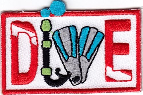 "DIVE" - SWIM PATCH - Iron On Embroidered Patch - Swimming, Sports, Words