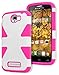 One Touch Fierce 2 Case, Bastex Heavy Duty Hybrid Dynamic Protective Case - Hot Pink Soft Silicone Cover with White Hard Shell Case for Alcatel One Touch Fierce 2 7040T, Pop Icon A564C