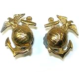 World War II U. S. USMC Marine Corps Collar Insignia Screwback Pin Set