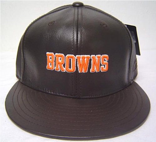 Cleveland Browns 100% Leather Flatbill Fitted Cap