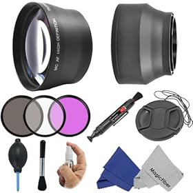 Essential kit for 72MM DSLR Cameras, CANON (EF 35mm f/1.4L, EF 85mm f/1.2L II, EF 135mm f/2L), NIKON (85mm f/1.4, 18-200mm f/3.5-5.6G) Lenses - Includes: 2.0X Telephoto High Definition Lens + Filter Kit (UV, Polarizer, Fluorescent) + Center-Pinch Lens Cap + Soft Rubber Lens Hood + Lens Cleaning Pen