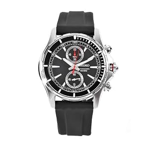 Seiko Men's SNN243P2 Arctura Black Rubber Strap Chronograph Dial Watch