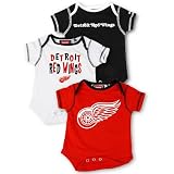 Detroit Red Wings Red, Black, White 3-Piece Creeper Set - 0-3 Months