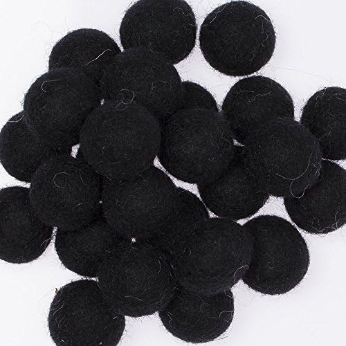 Feltfriend 100 Pieces %100 Wool Felt Balls, Diameter 20 mm : 0.78 inch (Black - T260)