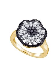 0.72CTW BLACK DIAMOND FLOWER RING