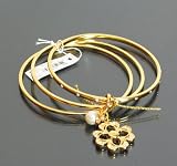 NEW AUTHENTIC COACH PAVE CRYSTAL FLOWER CHARM 3PC BANGLE BRACELET SET