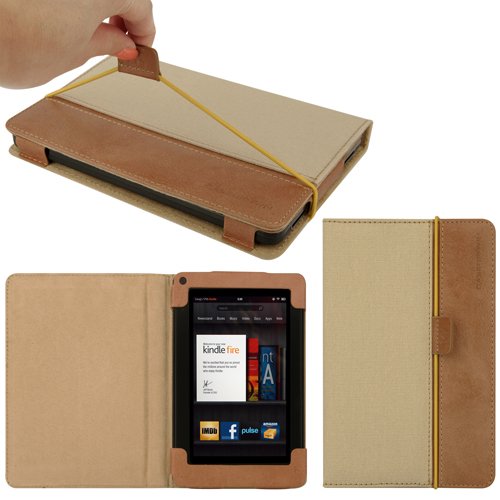 CaseCrown Journal Flip Case (Beige) for Amazon Kindle Fire Tablet