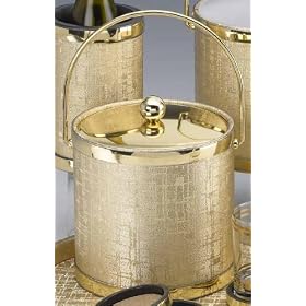 Kraftware 45568 Scandia - Gold 3 Quart Ice Bucket with Bale Handle, Bands and Metal Cover by Kraftware